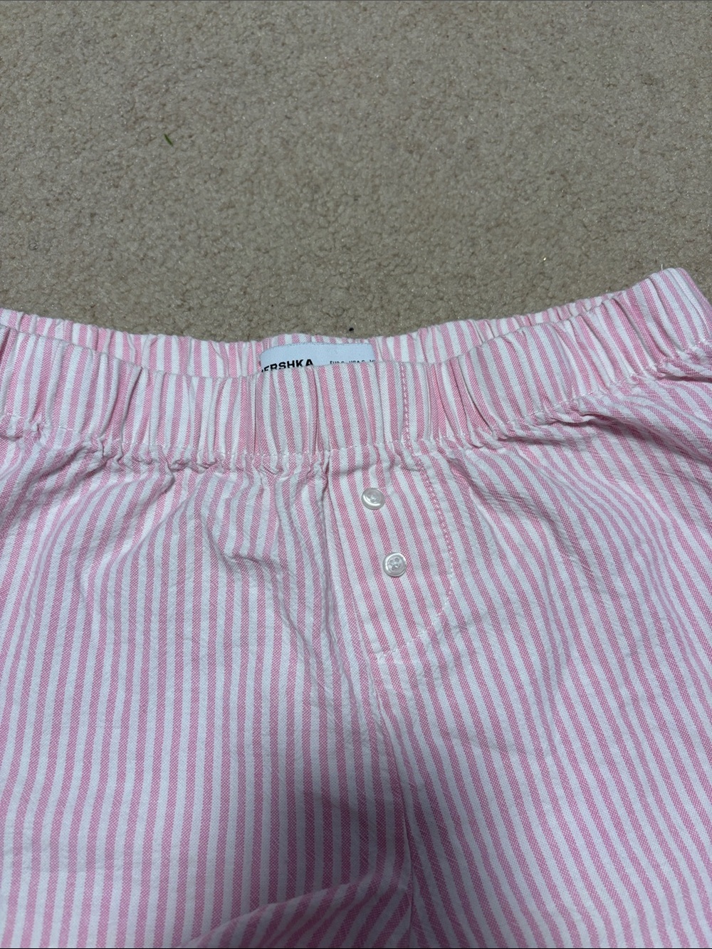 Bershka Pink & White Striped Button-Front Shorts - Picture 4 of 5